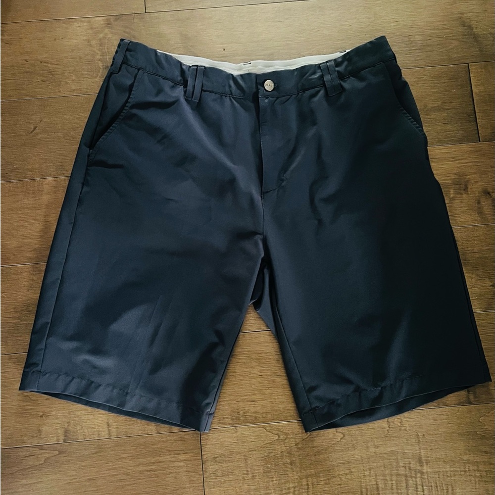 Dark blue Flat Front Knee-Length Shorts